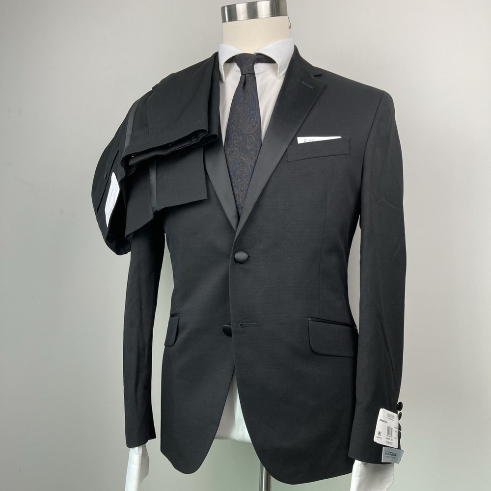 Kenneth Cole Reaction Mens 2-pc Tuxedo Jacket Slim Fit 42S Pants 36W 30L Black - Picture 9 of 14